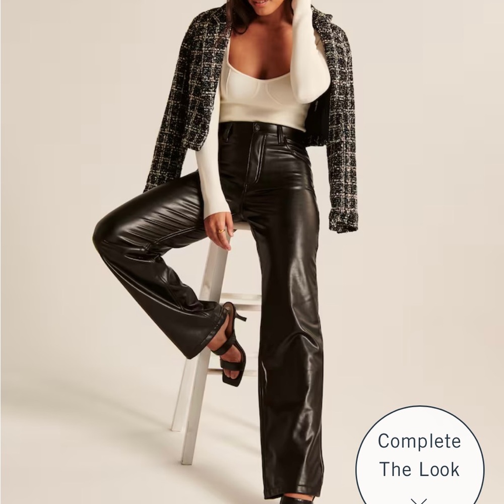 Abercrombie & Fitch Black Curve Love Leather Pants (90s Relaxed Straight Leg)